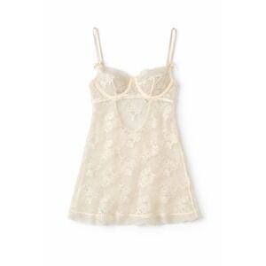 Victoria's Secret Ivory Lace Babydoll Camisole Sheer Floral Lingerie Top 34B